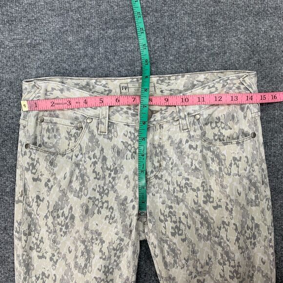 Free People Animal Print Jeans Womens 27 Low Rise Skinny Stretch Ankle Zip Fly - Picture 5 of 12